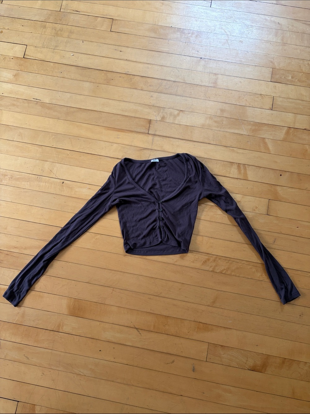 Sunday Best Plum Long-Sleeve Cropped Button-Up Top